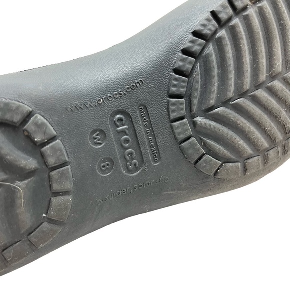 CROCS Black Slip On Round Toe Rubber Waterproof Flats Loafers Casual Shoes sz 8 - Picture 13 of 16